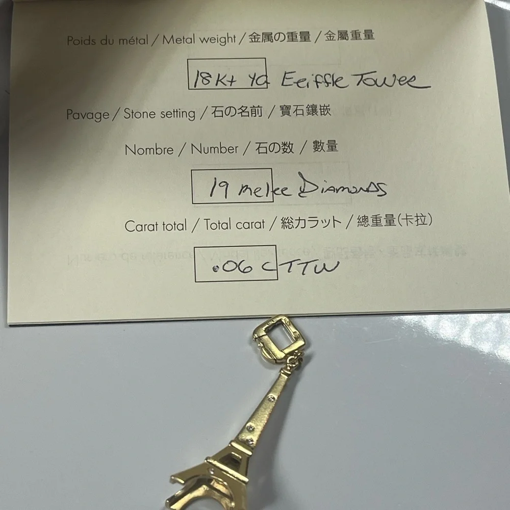 LOUIS VUITTON 18KT GOLD & DIAMOND EIFFEL TOWER CHARM/PENDANT